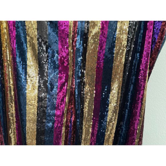 NWT Rachel Roy Sequin Striped Mini Dress Size 22W Y2K Party Cocktail Rainbow - Picture 13 of 16